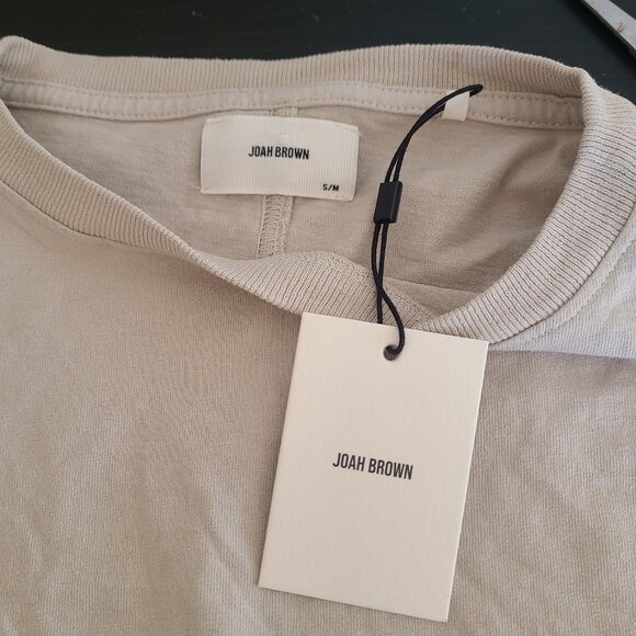NWT Joah Brown Slouchy Crop Long Sleeve Fog Cotton USA Womens S/M - Picture 6 of 7